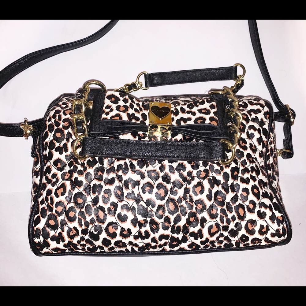 Betsey Johnson Puffy Heart Leopard Satchel NWT